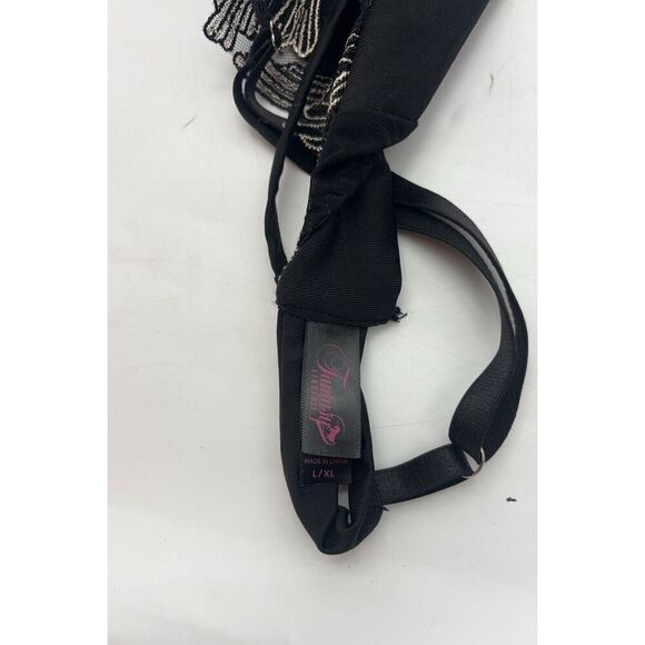 Black & Gold Embroidered Lingerie Set – Size Large – Sheer Lace & Mesh – Adjusta - Picture 12 of 12